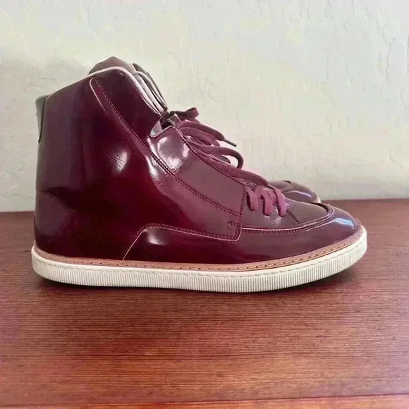 Maison Martin Margiela Men’s Red Leather High Top Shoes Size 44 - Picture 3 of 12